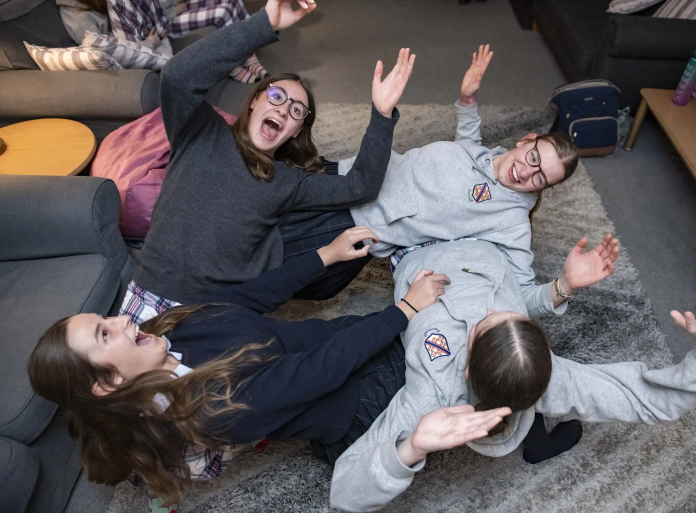Barnard Castle School Longfield Boarding pupils having fun in the dorms.