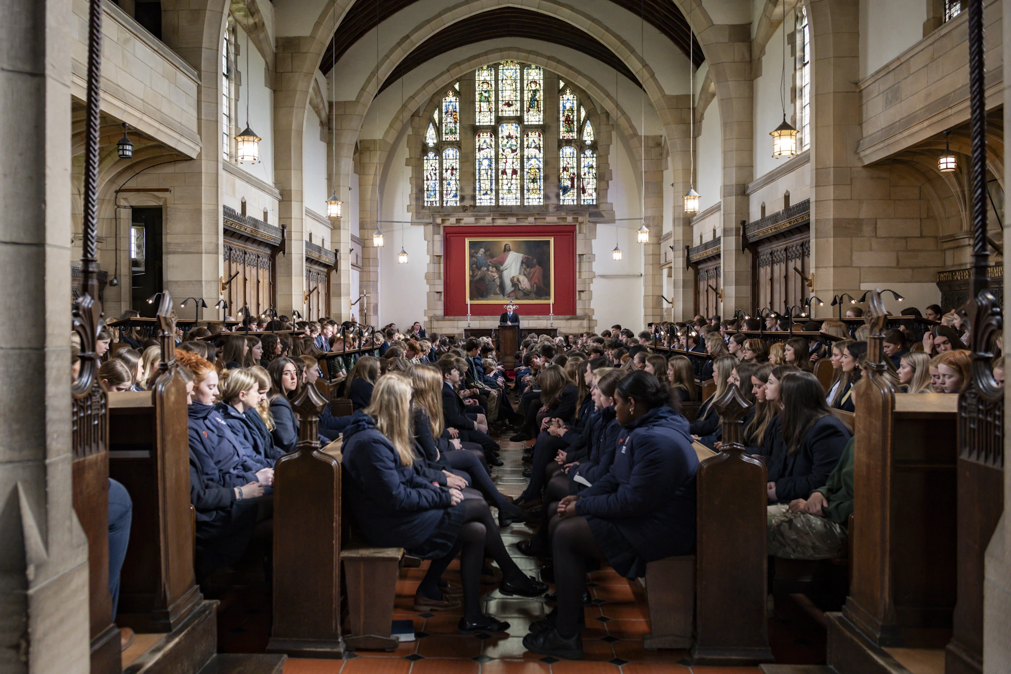 Barnard Castle School pupils in the chapel for an assembly.
