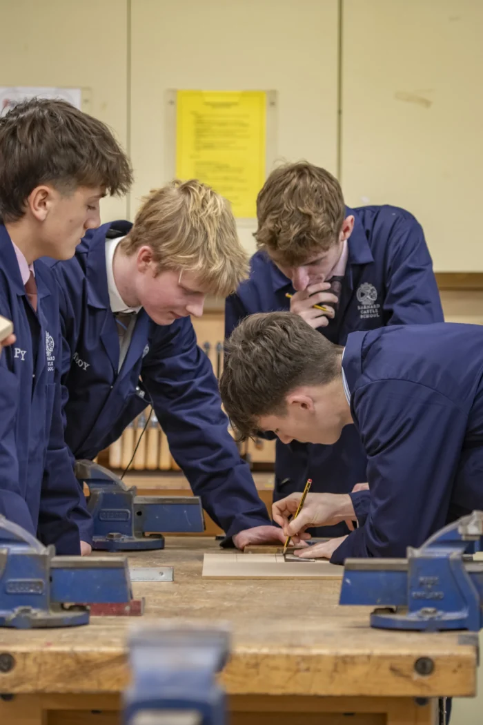 Barnard Castle School pupils in a DT class.