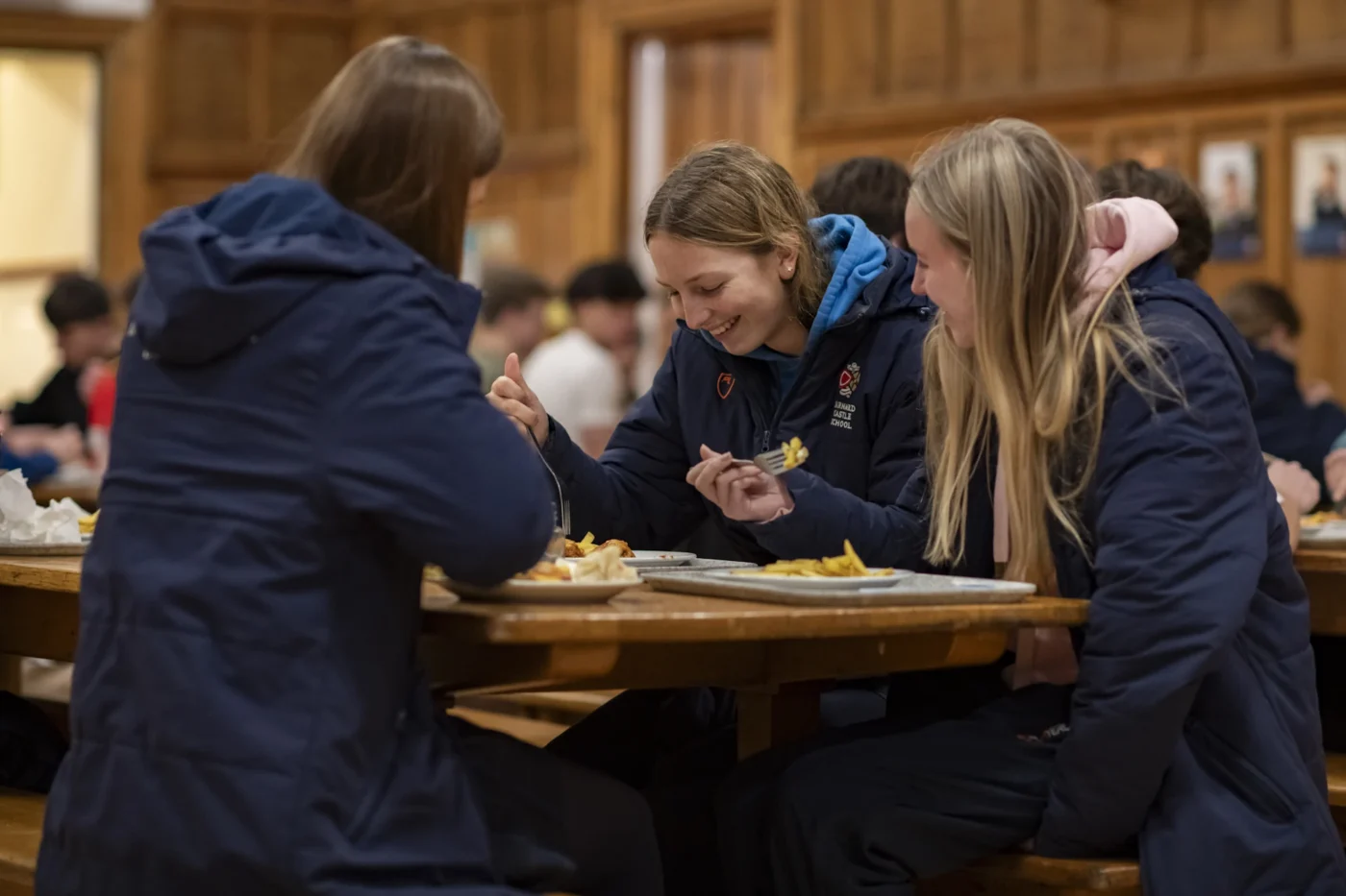 Barnard Castle School pupils in the dining hall.