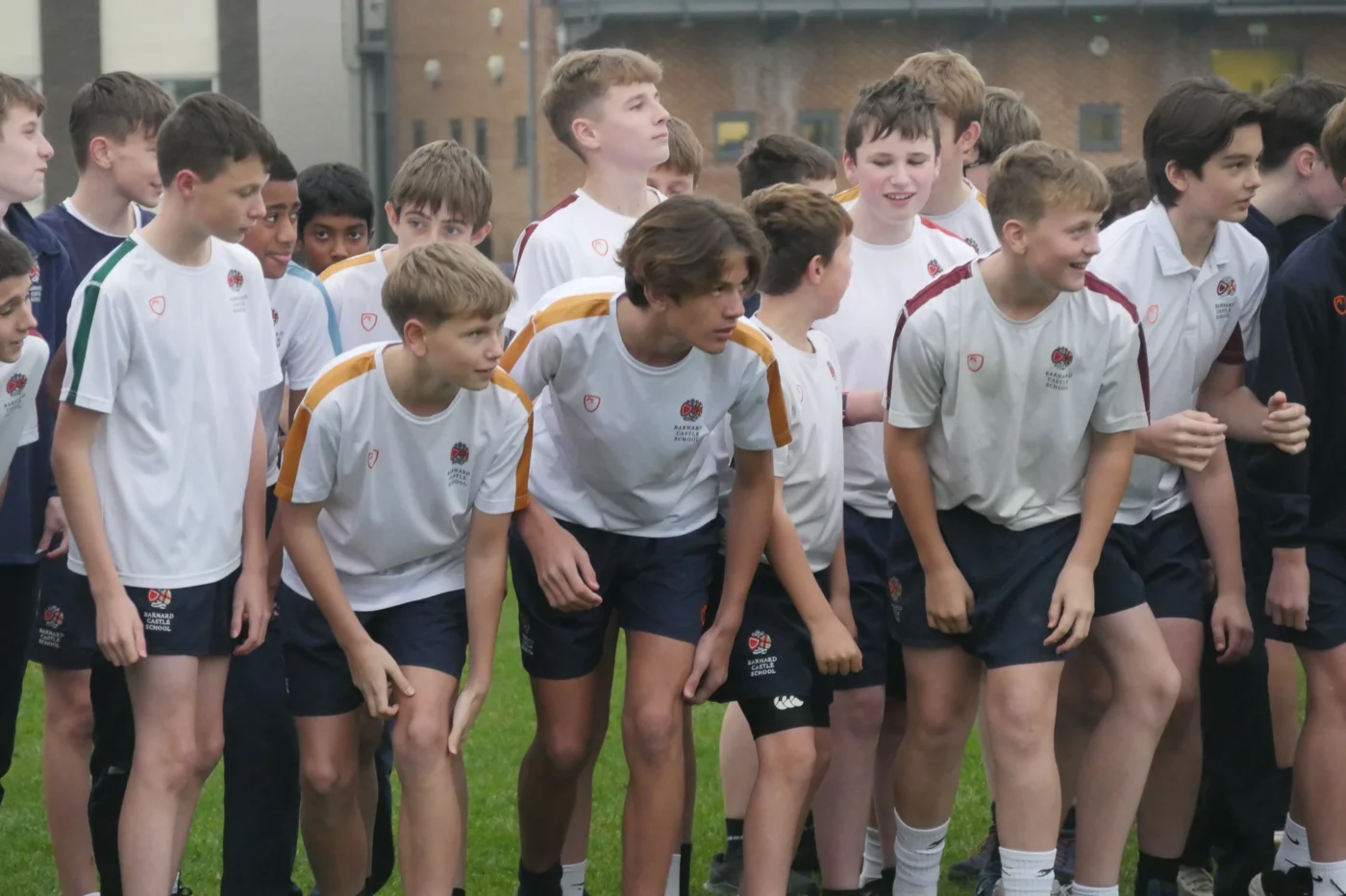 Senior School boys in a sports lesson outside.